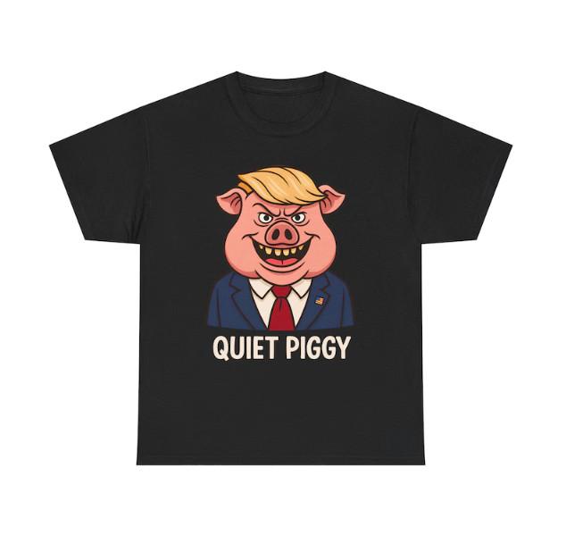 Quiet Piggy Pig Trump Tee, Humorous Cartoon Unisex Shirt, Funny Political Satire S разноцветный