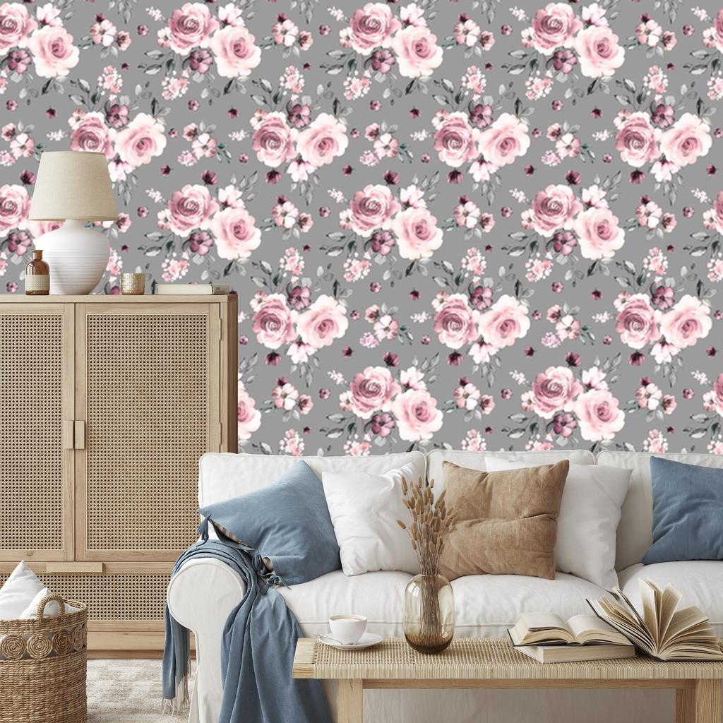 Wallpaper Fashionable flowers and roses for the living room and bedroom 50x1000