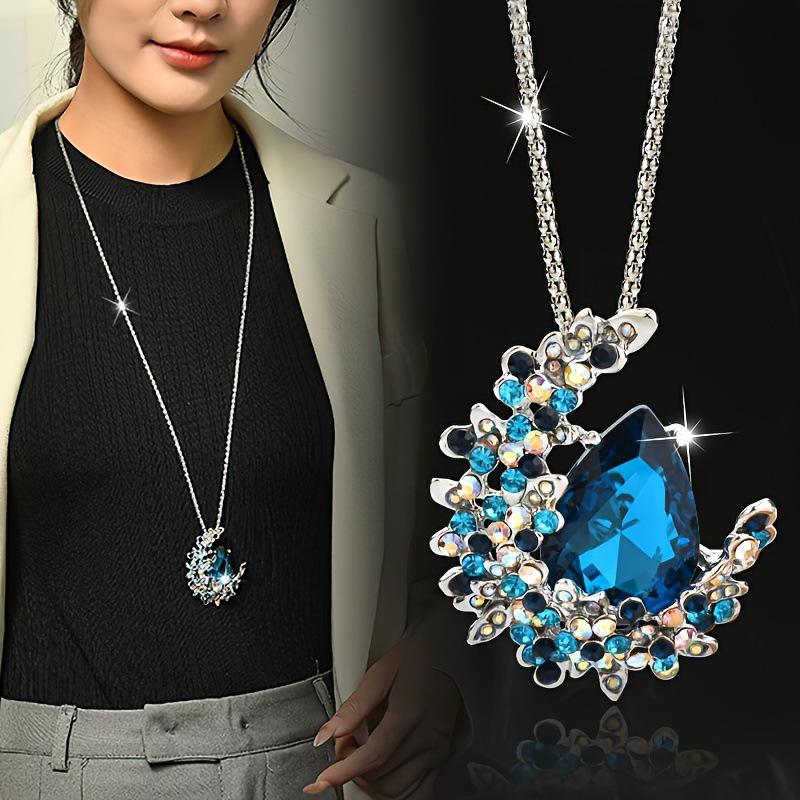 Chic Artificial Crystal Water Drop Pendant Necklace for Women