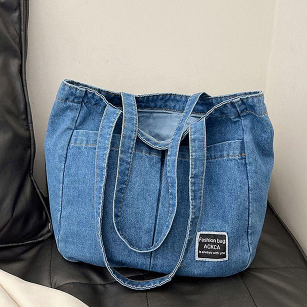 Storage Bag Denim Handbag Oxford Casual Shoulder Bag Vintage Large Capacity Tote Bag  Outdoor