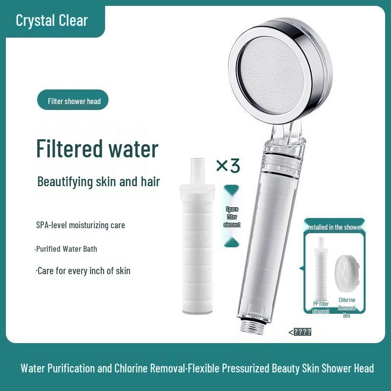 

Напорная душевая лейка с фильтром и удалением хлора для антибактериального ухода за кожей – Идеально подходит для дома и путешествий