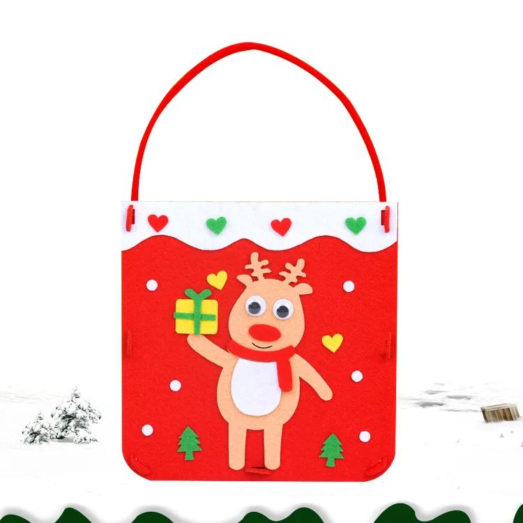 

Children Handmade DIY Playthings Cloth Handbag Xmas Craft Kits Non-woven Fabric Montessori Education designed for Children Pouch Xmas Decor Present