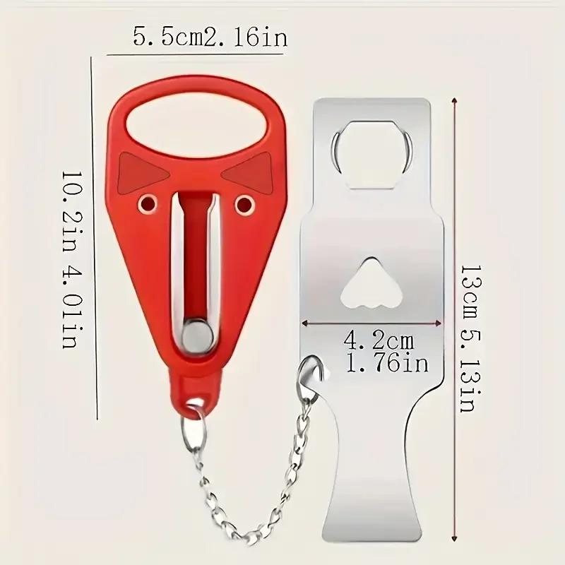 1PC Security Portable Door Lock Latch, Upgrade 2 Holes Removable Door Latch Lock For Travel Safety And Personal Protection