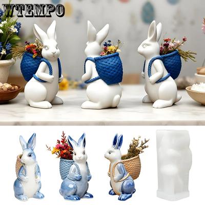 Rabbit Shaped Resin Mold Cute Bunny Design Silicone Mold for Epoxy Resin Crafts Soap Clay Candle Making Cabinet Desktop Decor Mold