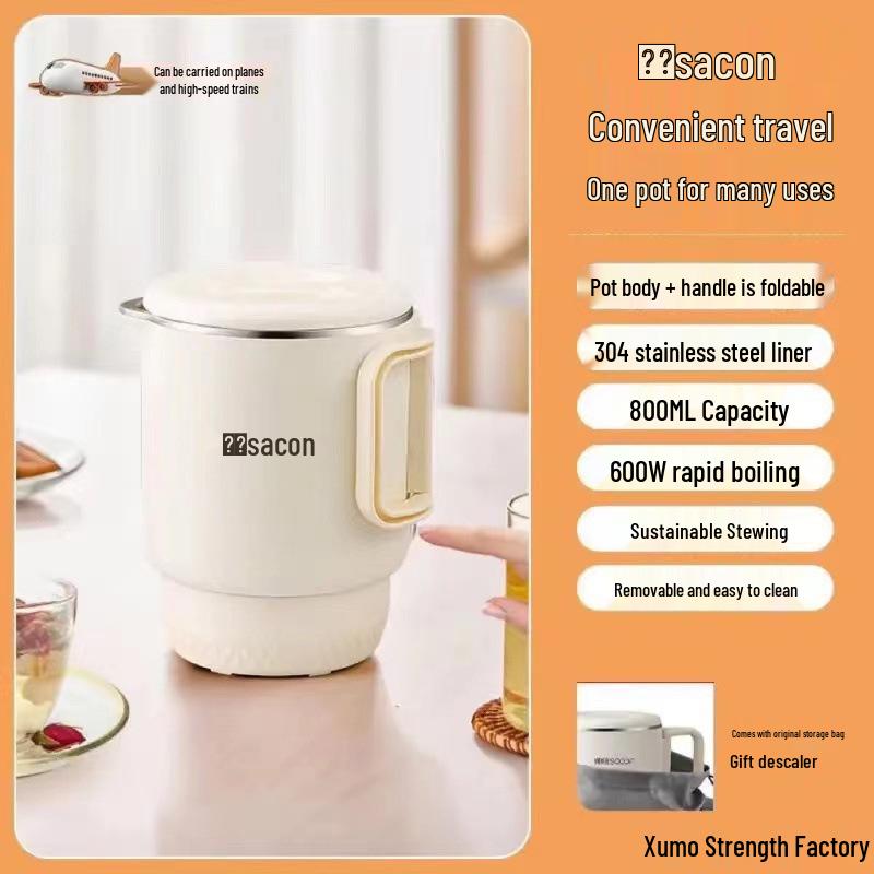 Portable Folding Electric Water Kettle - Stainless Steel Travel Hot Water Cup with Free Shipping