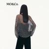 MO&Co. Striped Linen Blend Sheer Knit Top