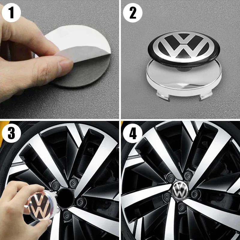 4Pcs 56mm 60mm Car Wheel Center Hub Cap Rim Cover Sticker Auto Accessories For Volkswagen Tiguan GTI GTD VW R Rline Golf Phaeton