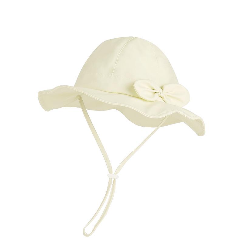 Summer children's sun hat cute bow breathable six bucket hat baby girl big eaves sun hat