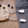 4Pcs Silver 304 Stainless Steel Spade Spoon Retro Kitchen Tableware Watermelon Ice Cream Honey Creative Personality Spoons