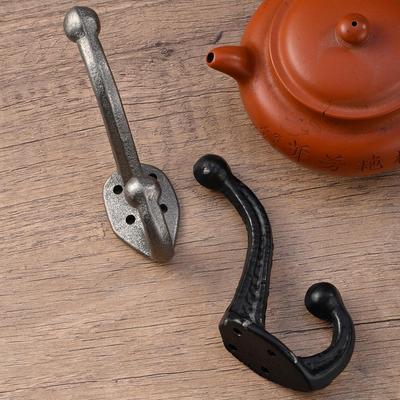 Gancho de Casaco de Ferro Fundido Estilo Industrial Europeu - Decoração de Gancho de Porta de Ferro Forjado Retrô.