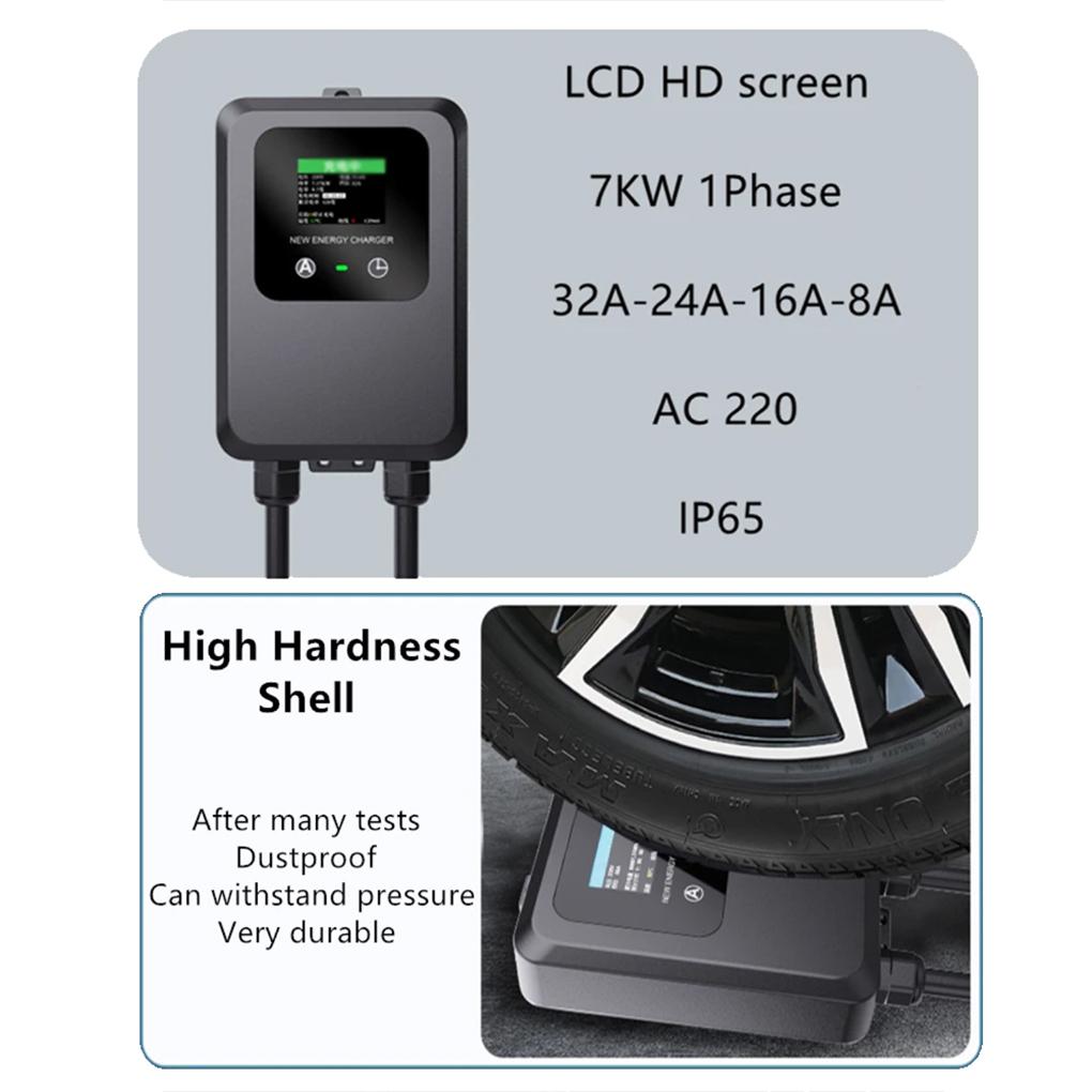 EV Wallbox 5M 7KW 32A Auto Zuhause EV Wallbox Ladestation Elektroauto EV Wallbox Mit 5M Kabel Farbdisplay