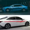 2PCS Flame Pattern Car Side Door Long Stripe Sticker Car Waistline Vinyl Decal Racing Auto Body Decal Car Decoration Accessories