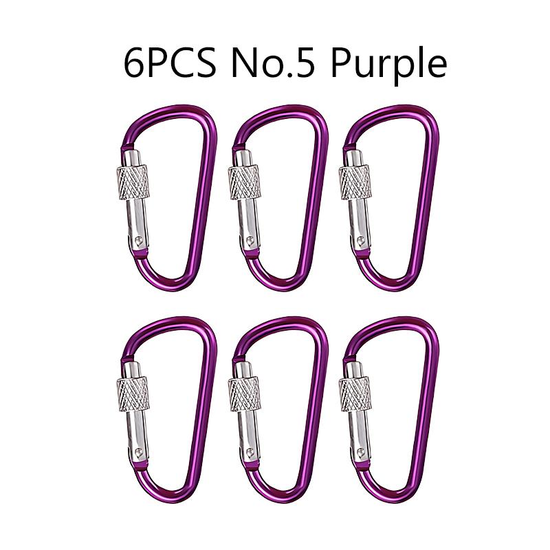 6PCS/Pack Colorful Aluminum Alloy Carabiner 7 Colors Available Key Chains Carabiners for Camping Hiking Travel Outdoor Tools ZYF