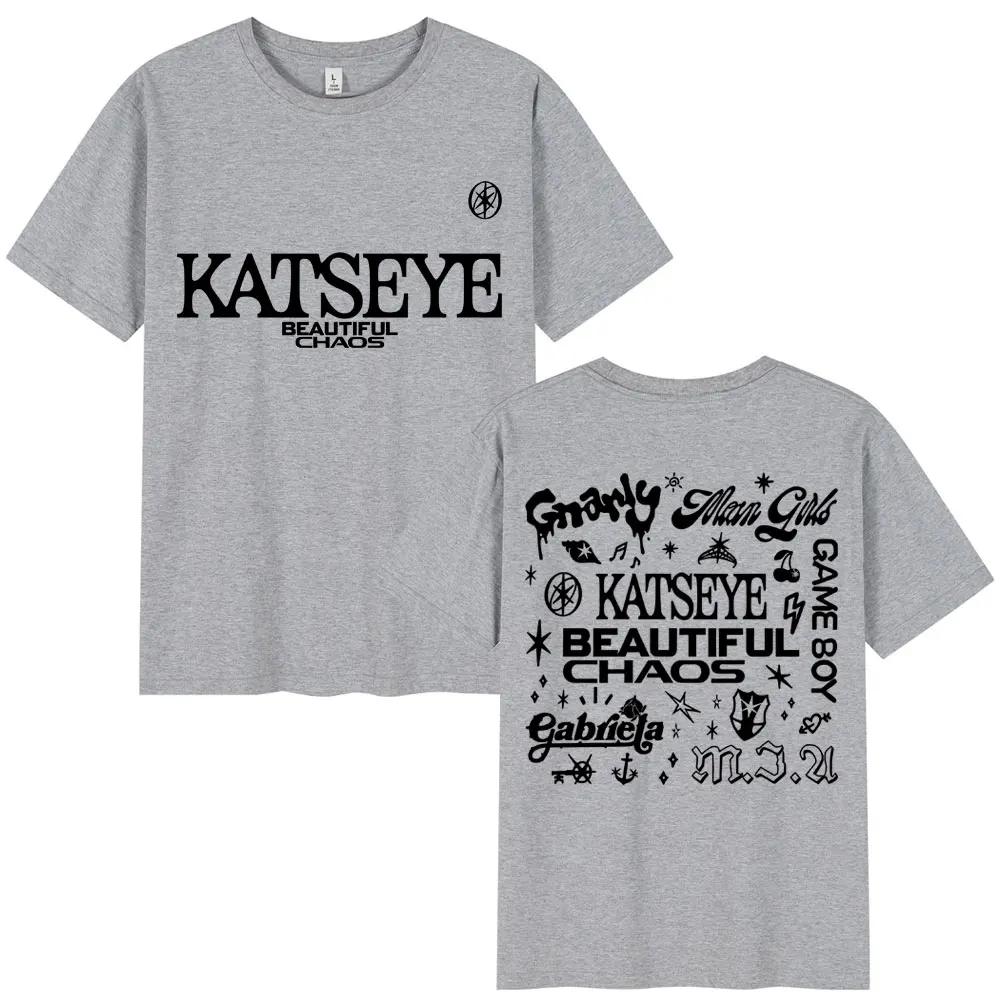 Korean Katseye Beautiful Chaos Tour T Shirt Kpop Vintage Harajuku Fashion Y2K Men Women T-shirt Cotton Loose T Shirts Fans Gifts