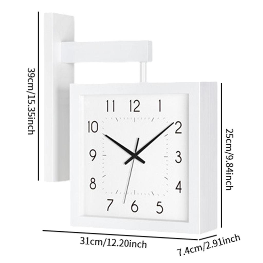 Double Sided Corner Wall Clock Decorative Numeric Marks Modern Non Ticking Silent for Living Room Cafe Bedroom Restaurant Home