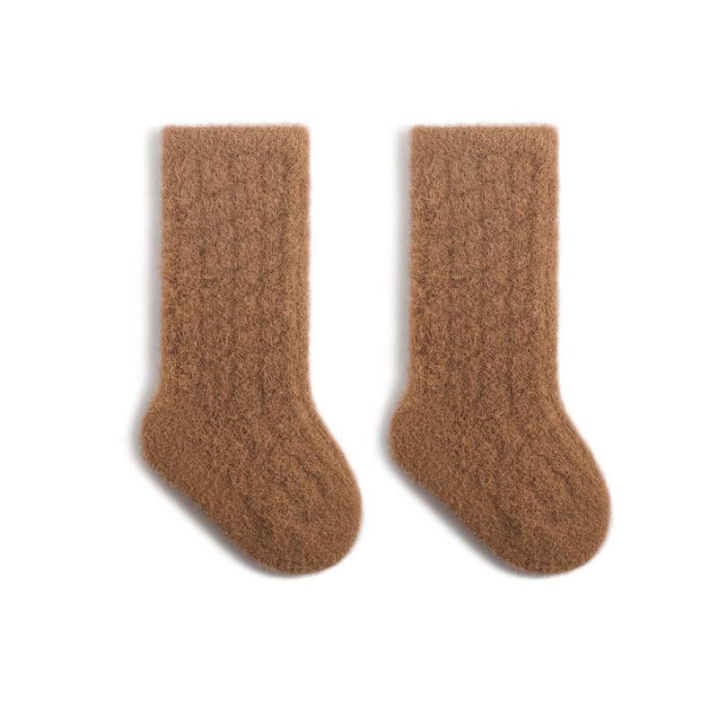 New Autumn Baby Socks Kids Girls Fleece Padded In Tube Socks Toddler Solid Color Thicken Winter Floor Socks