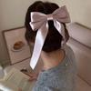 Hairpin French Style Satin Long Ribbon Bow Decor Anti-slip Teeth Back Head Hair Clip Strong Clamping Force Versatile Hair Clip