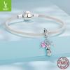 Pink Love Cross Pendant Accessories Cute Little Angel S925 Sterling Silver Bracelet Beaded