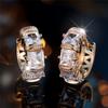 Charm Female White Square Zircon Stone Hoop Earrings Fashion Gold Color Wedding  For Women