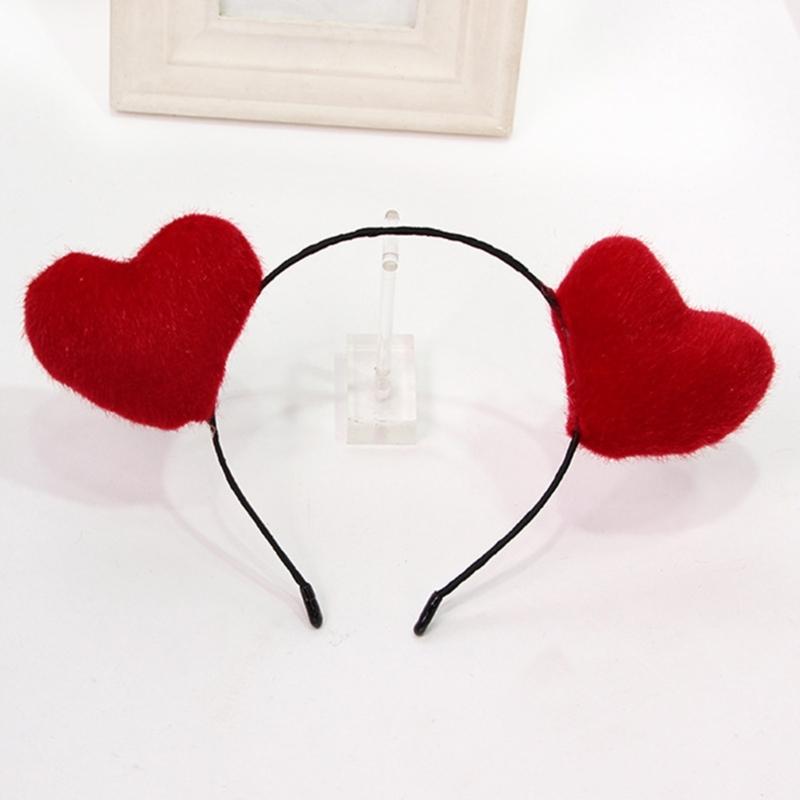 Love Heart Headband Plush Hairband Female Hairhoop Festival Gathering Headpiece Valentine Love Hairband Hair Decors