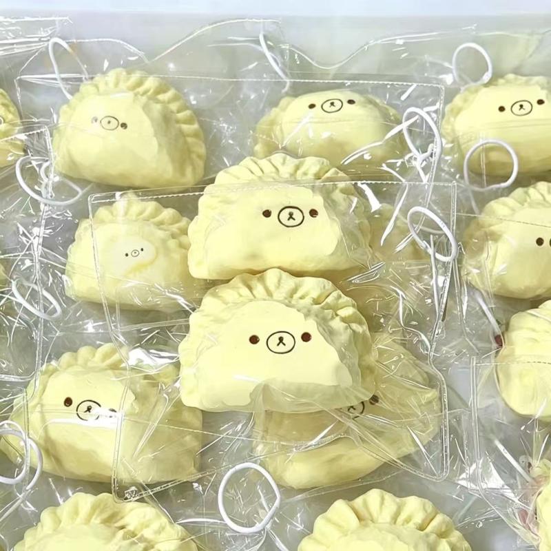 1Pcs Sesame Paste / Beetroot / Egg / Jelly Dumpling Bear Food Grade Silicone Stress Reliever Handcrafted Taba Squishy Toy