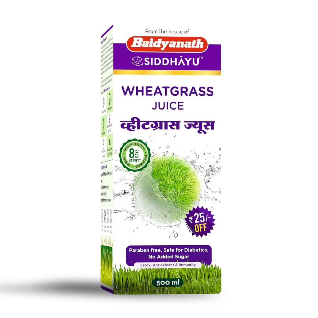 Baidyanath Asli Ayurved Wheatgrass Juice 500ml Natural Superfood Drink Detox Energy Booster
