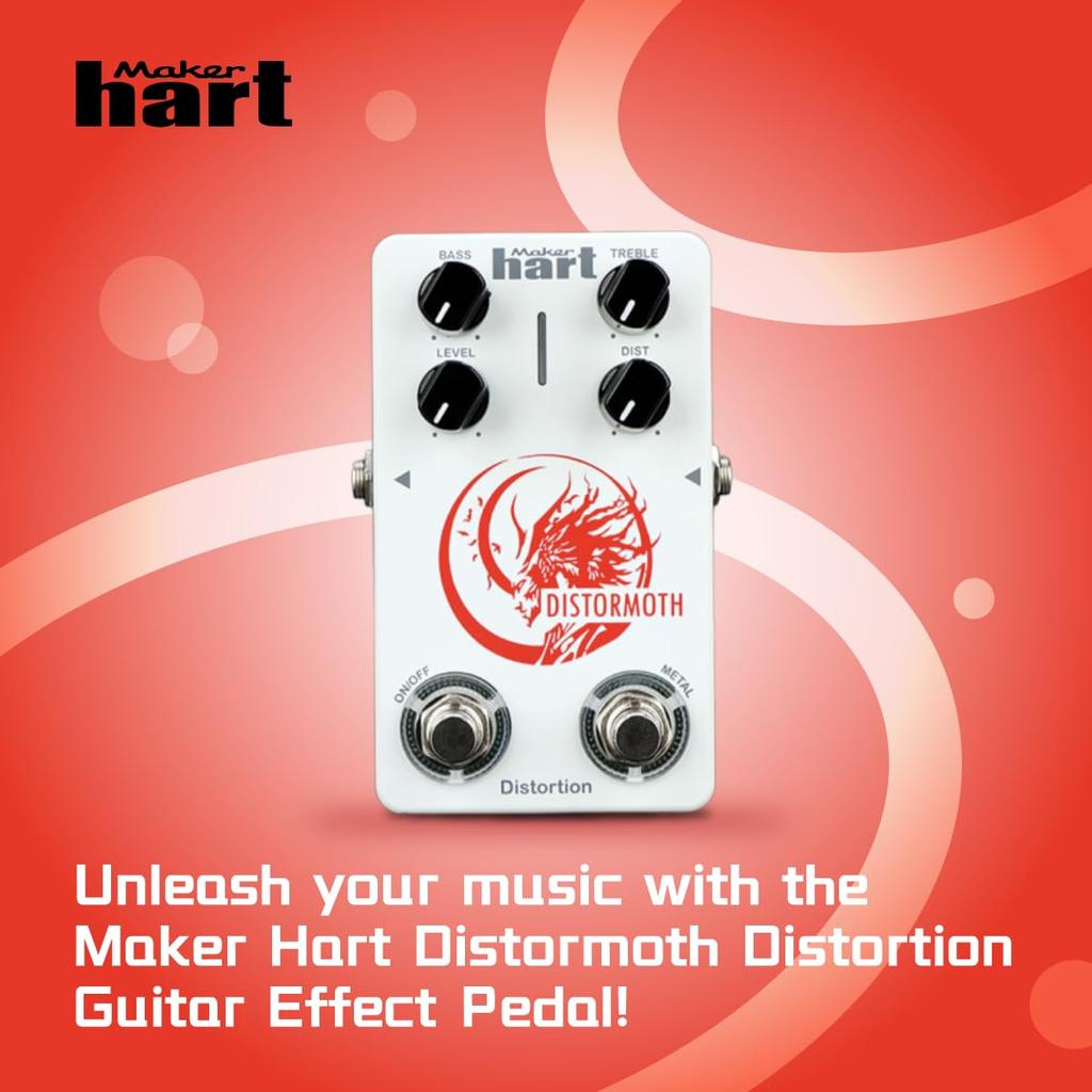 Maker Hart Distortion Metal Distortion METAL mode Classic 4 adjustment guitar effect Pedal & distortion, 32-bit AD/DA conversion, knobs, pedal.