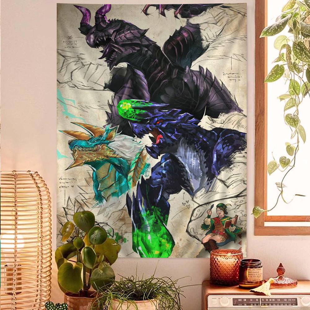 Monster Hunter Printed Large Wall Tapestry Cheap Hippie Wall Hanging Bohemian Wall Tapestries Mandala Home Decor