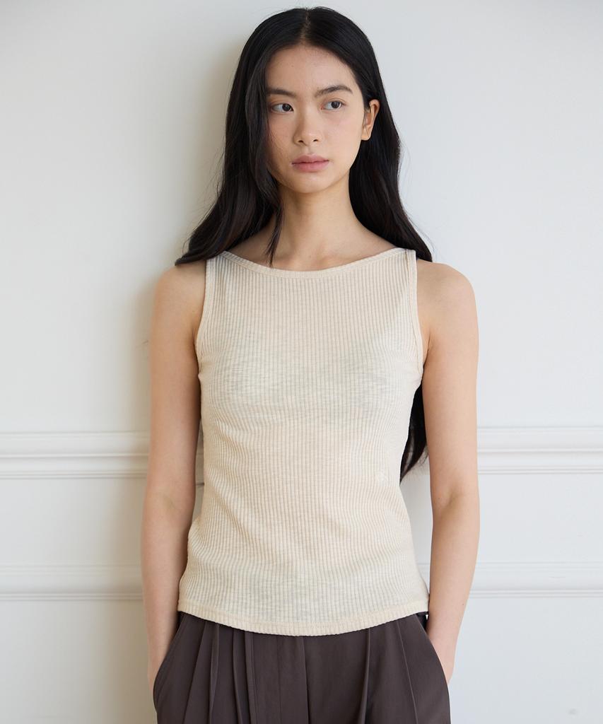 Oeoseoul Boat Neck Ribbed Top _ Core Colors