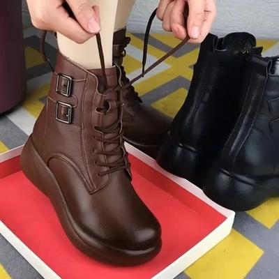 Mode Luxus Frauen Stiefel Neue Leder Stiefeletten Designer Plattform frauen Schuhe Retro Damen Casual Schuhe Chelsea Stiefel Botas Mujer