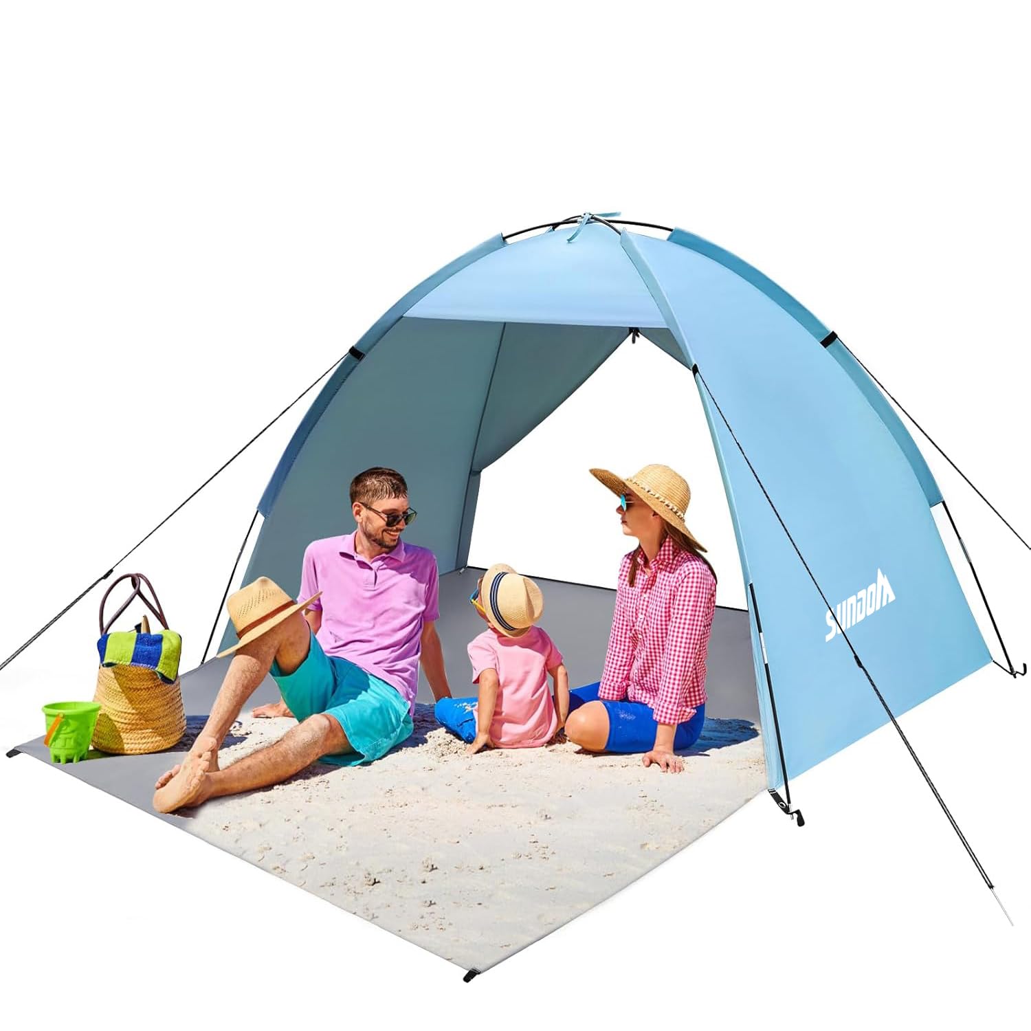 

Пляжная палатка для человека с 190T серебряным покрытием 210D от солнца Легкая Идеально подходит для улицы, цветения сакуры и спорта В комплекте 8 колышков и сумка для хранения Светло-голубой 2-3 человека Солнцезащитный тент, синий