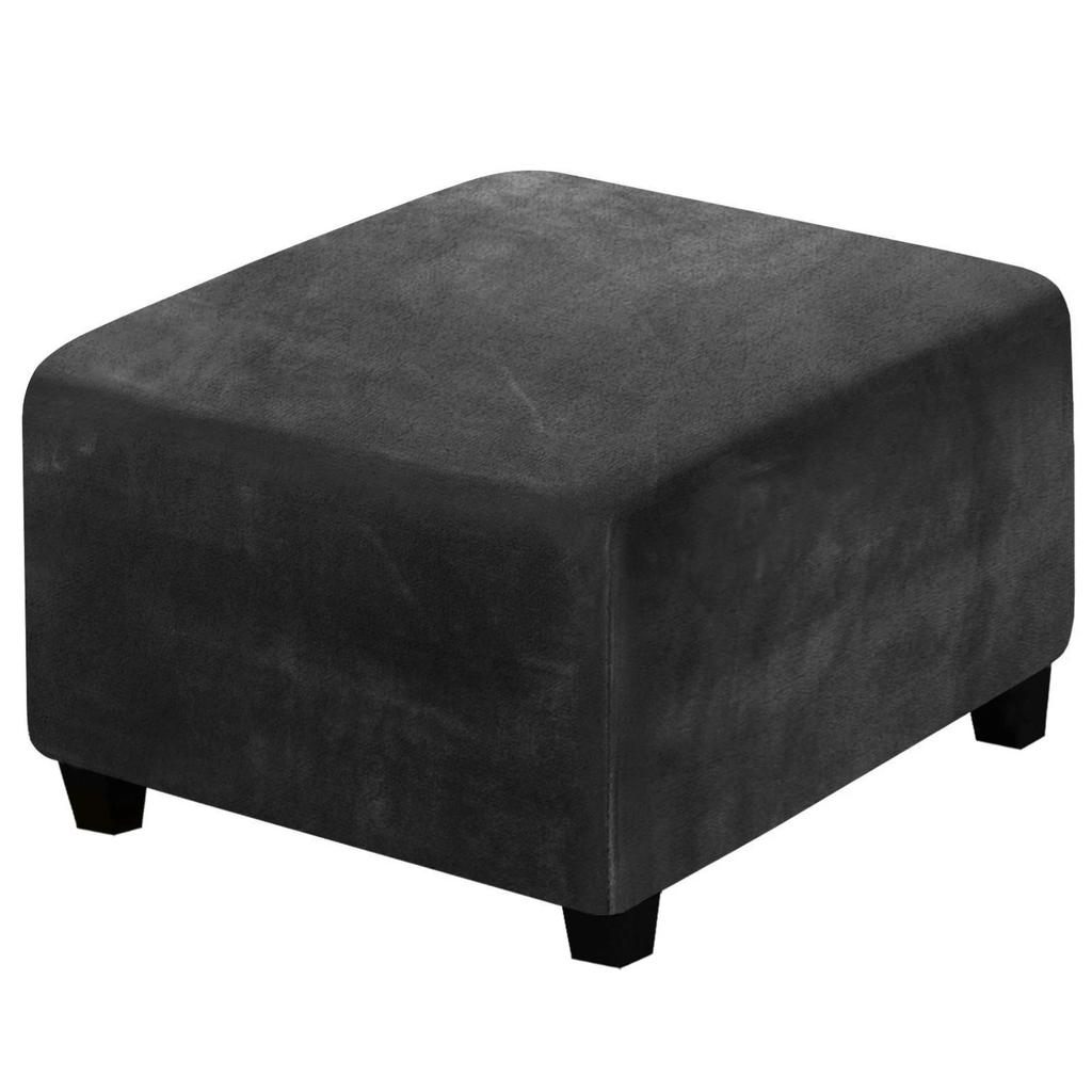 Velvet Square Ottoman Covers Folding Storage Stool Furniture Protector Stretch Footrest Foot Stool Covers Living Room Slipcover