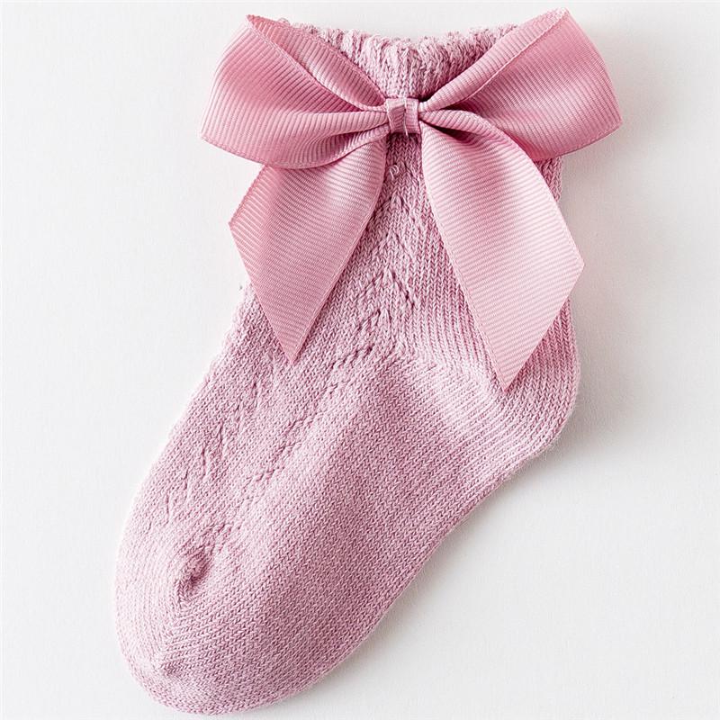 0-5Years Newborn Baby Girls Socks With Bows Breathable Toddlers Girl Short Socks Hollow Out Kids Infant Princess Cute Socks