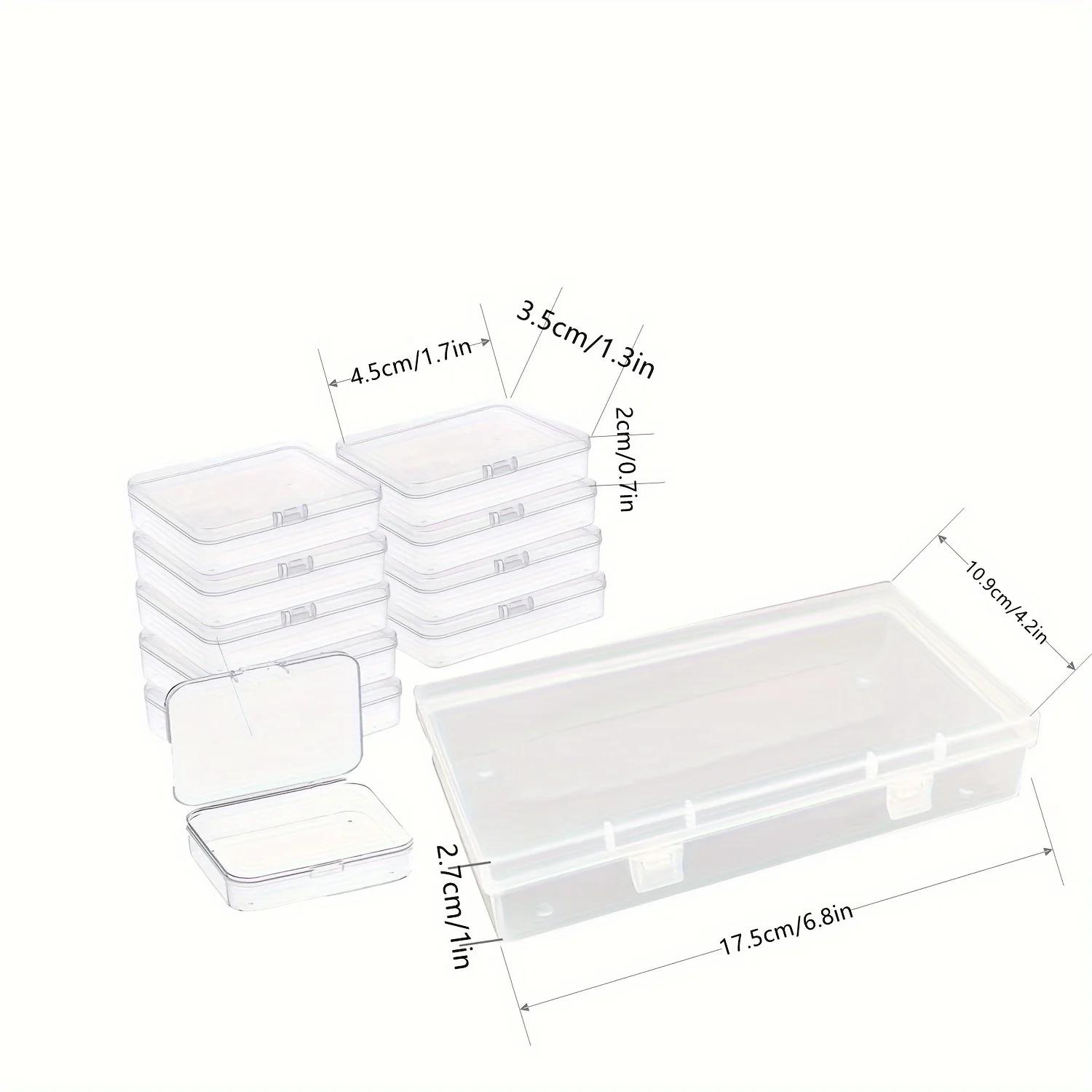 

Small Rectangular Transparent Plastic Storage Box with Lid for Card Handicrafts Learning Supplies Screws & Batteries Clear