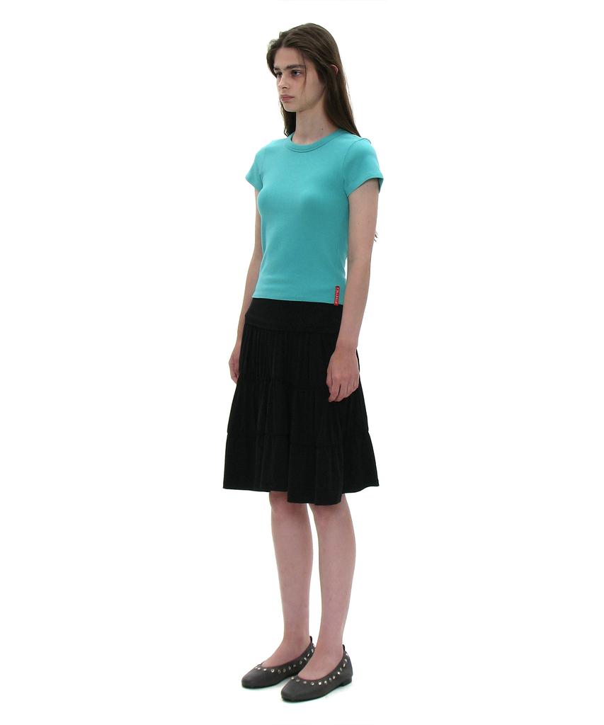 Partimento Woman Pwc Jersey Shirred Tiered Midi Skirt_Black