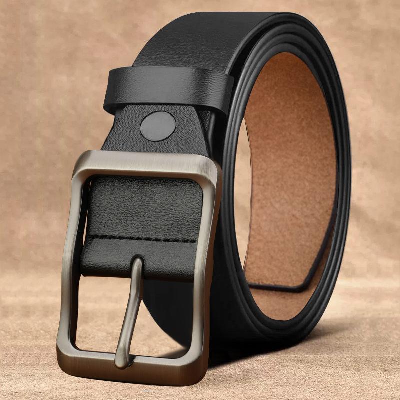 Retro Belt  Men's Genuine Leather Belt Middle Aged and Young People  Versatile Pin Buckle Casual Belt
