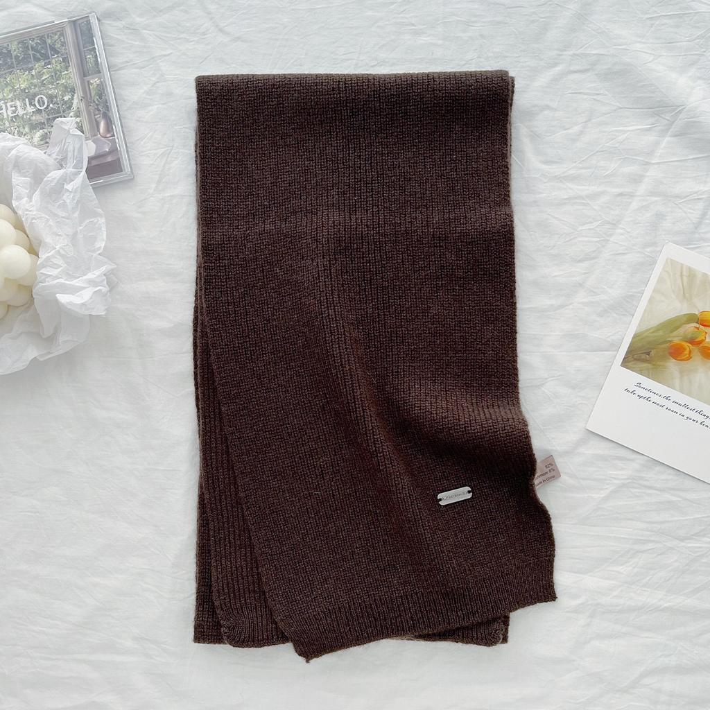 New 100% Wool Scarf Winter  Solid Color Warm and Cold proof Women's Scarf Fashion Versatile Knitted Scarf