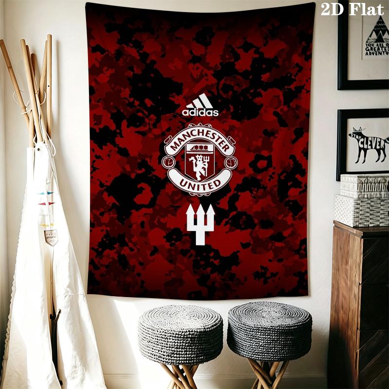 Manchester United Wandteppich Ästhetischer Wandbehang Gedruckter Stoffdecke Dekorative Wandteppiche für Schlafzimmer Wohnzimmer Heimdekoration