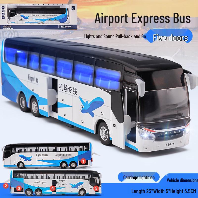 Baosilun 1:32 Alloy Double-Decker Bus Toy with Pull-Back, Sound & Light