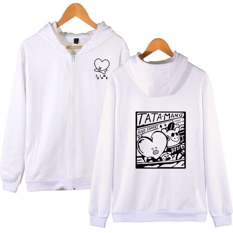 Bts Sweatshirt mit Reißverschluss Bt21 Bangtan Boys Tata Casual Sweatshirt Kpop Hoodie