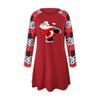 Women Christmas Print Long Sleeve Tunic Dresses Pockets Plus Size T-shirt Dress