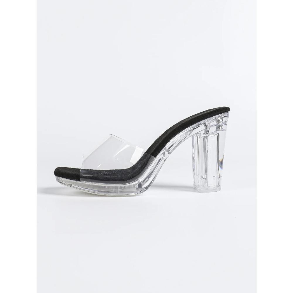 12Cm Clear Heel New 2026 Flat Heel Sexy Transparent Waterproof Table High Heel Slippers Shoes Women's High Heel LFD-69192-7