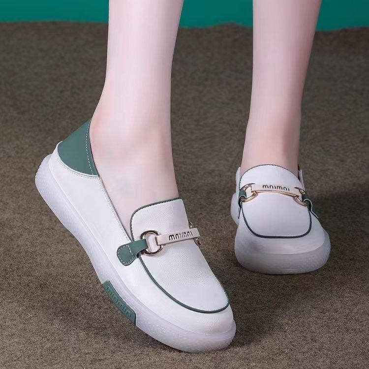 Popular one-pedal women's single shoes spring 2025 new little white shoes women's popular soft-soled flat-soled casual loafers
