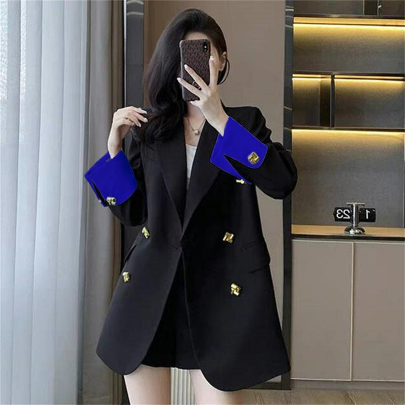 Spring and Autumn Suit Jacket Women's Casual Loose Fashion Temperament Small Suit Jacket Contrast Color Stitching
