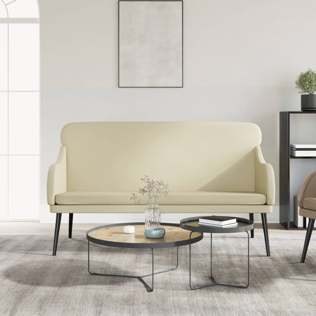 Bench, Cream, 110X76X80 Cm, Upholstered with Faux Leather