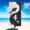 Yin Yang Starry Sky Fish Print Beach Towel Cute Celestial Ocean Animal Print Quick Dry Soft Absorbent Sand Free Towel for Summer
