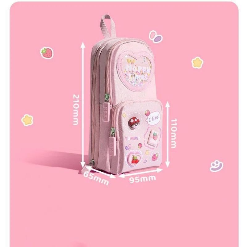 Cute And Portable Pen Bag With Large Capacity Pen Holder, Children's Multi-layer Stationery Bag