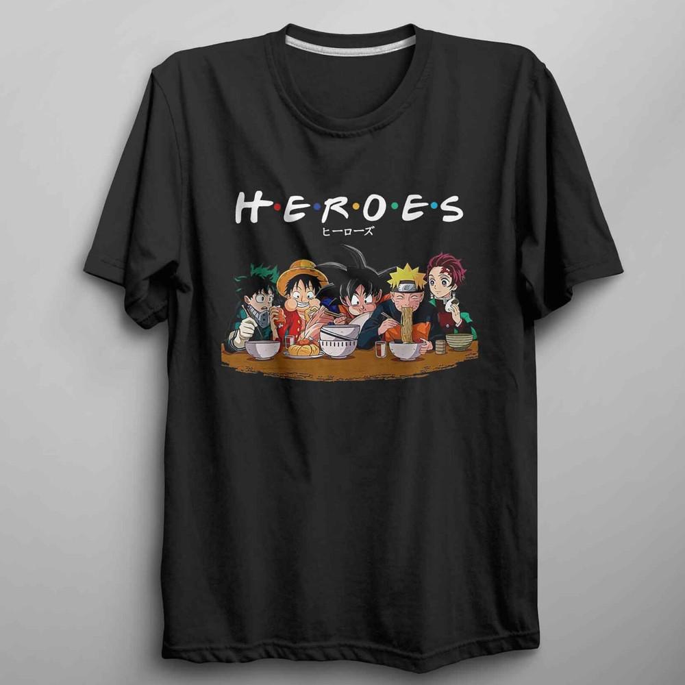 Anime Heroes TShirt Unisex Kids Adults Anime Lover Tee Japanese Unisexga Gift