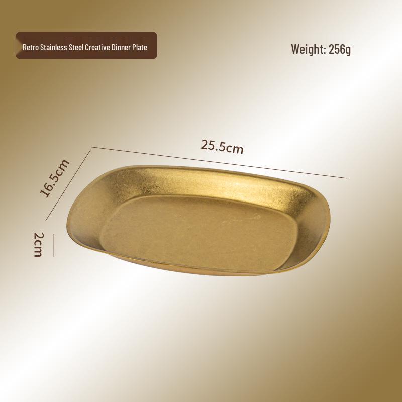 Vintage Stainless Steel Deep Dinner Plate for Snacks, Fried Chicken, and BBQ Outdoor Picnics