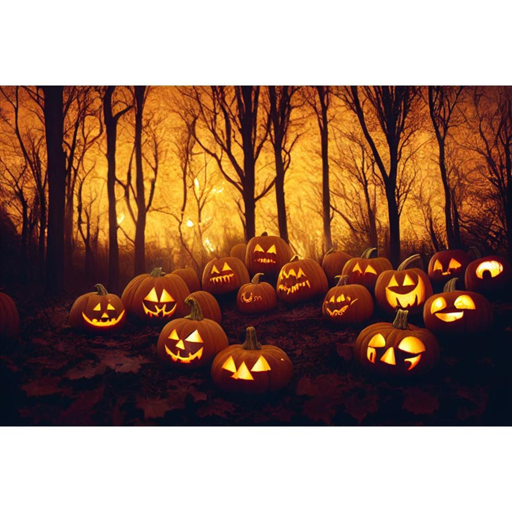Halloween Fotografie Hintergrund Horror Nacht Mond Dunkler Wald Schloss Kürbis Halloween Party Kinder Porträt Kulisse Fotostudio